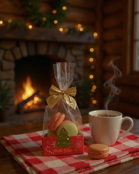 Şeffaf Opp Jelatin Ve Simli Altın Fiyonklu Şekerleme Kutusu, Yılbaşı Temalı Hediye Kutu, 12 Adet
