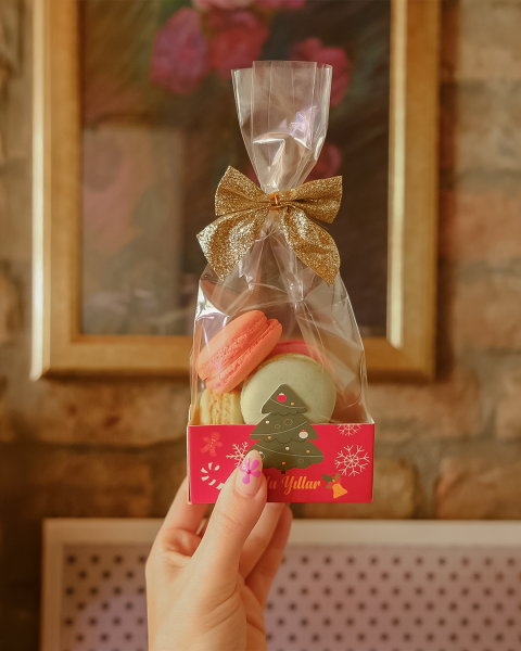 Şeffaf Opp Jelatin Ve Simli Altın Fiyonklu Şekerleme Kutusu, Yılbaşı Temalı Hediye Kutu, 12 Adet