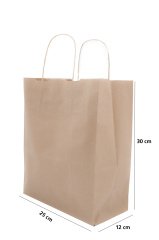 Kraft Kağıt Çanta Büküm Saplı 25x31x12 cm (25'li Paket)