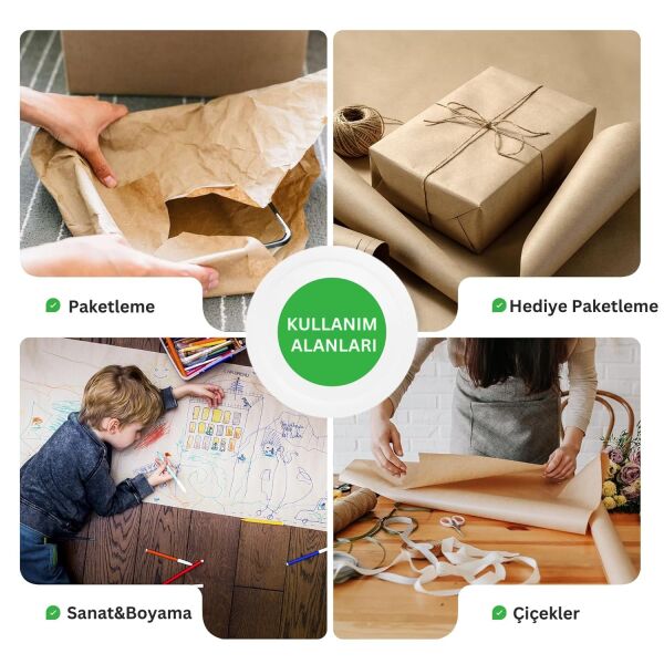 Kraft Rulo Ambalaj Kağıdı, Çeyiz, Koli, Hediye Paketleme, Çiçek Buket, DIY Kağıdı, 80g, 120cm x 50m