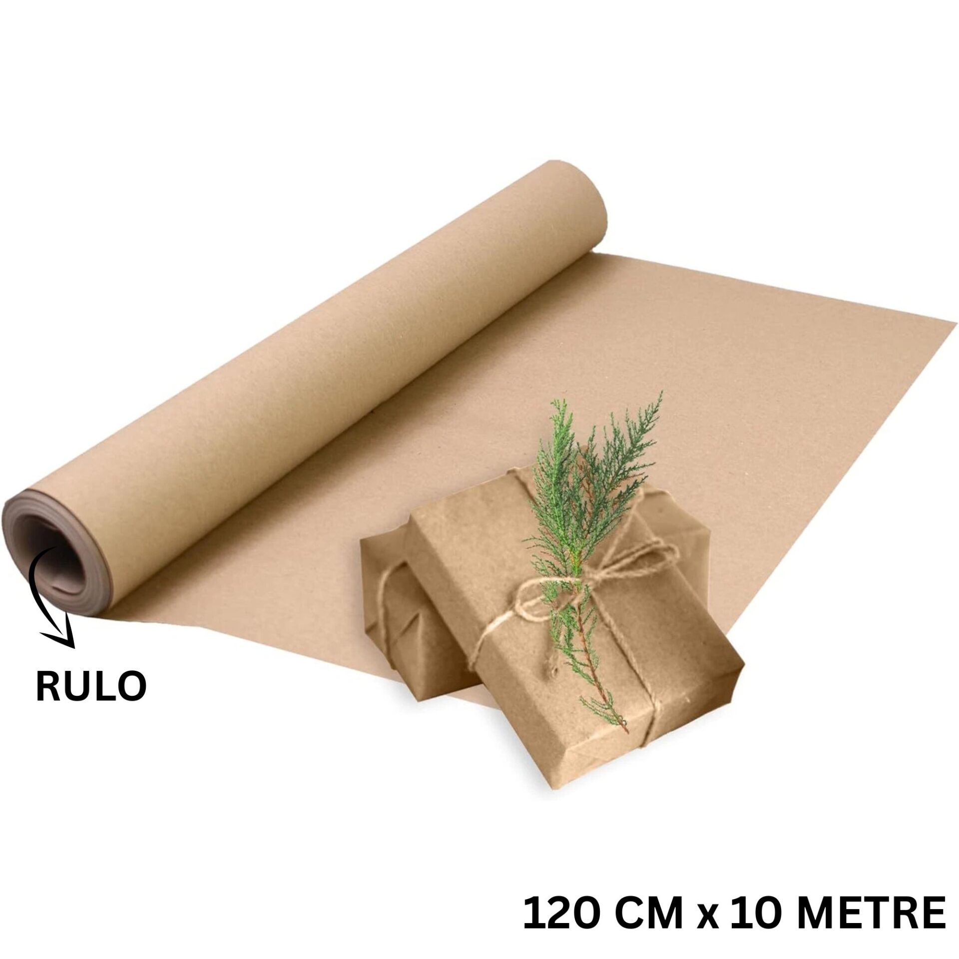 Kraft Rulo Ambalaj Kağıdı, Çeyiz, Koli, Hediye Paketleme, Çiçek Buket, DIY Kağıdı, 80g, 120cm x 10m