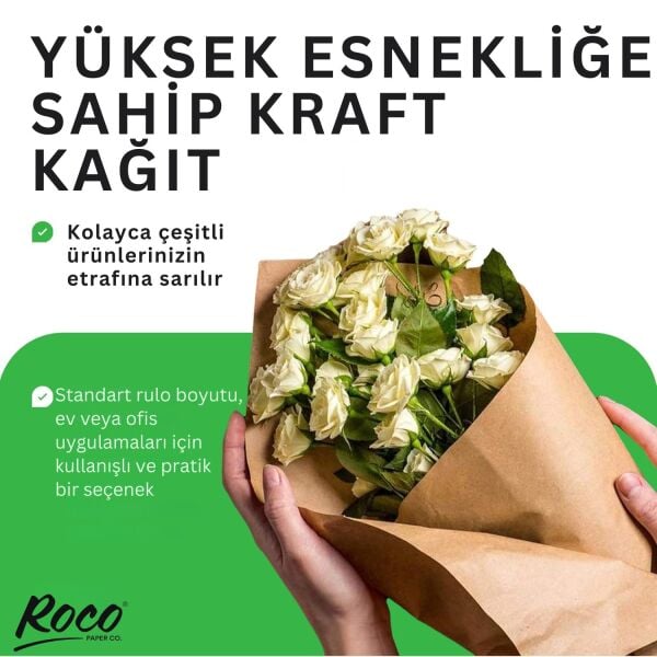 Kraft Rulo Ambalaj Kağıdı, Çeyiz, Koli, Hediye Paketleme, Çiçek Buket, DIY Kağıdı, 80g, 120cm x 10m