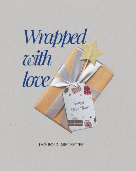 Yılbaşı Happy New Years Yazılı Hediye Etiketi, Yeniyıl Paketleme Kartı, 50 Adet-4,5x7.5Cm, Beyaz