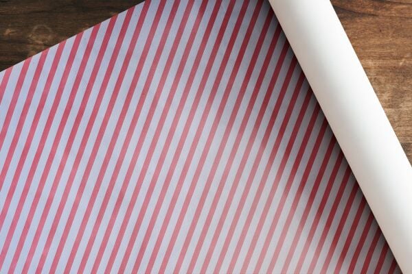 Kırmızı Verev Çizgili Pelur Kağıt, Hediye ve Çiçek Paketleme Kağıdı, 25 Adet, 35x50 Cm