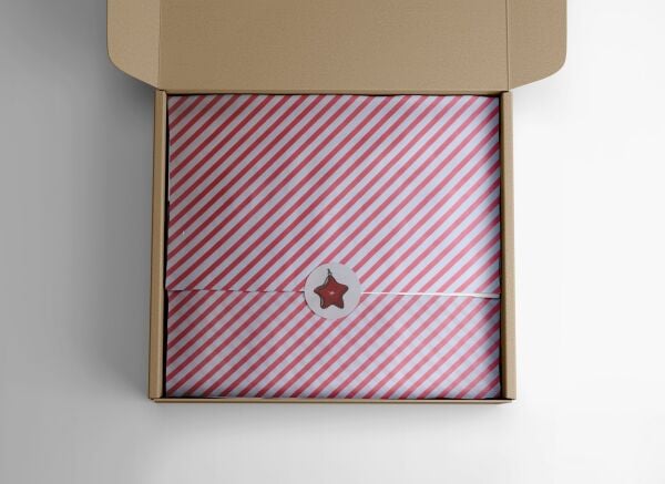 Kırmızı Verev Çizgili Pelur Kağıt, Hediye ve Çiçek Paketleme Kağıdı,  Adet, 35x50 Cm