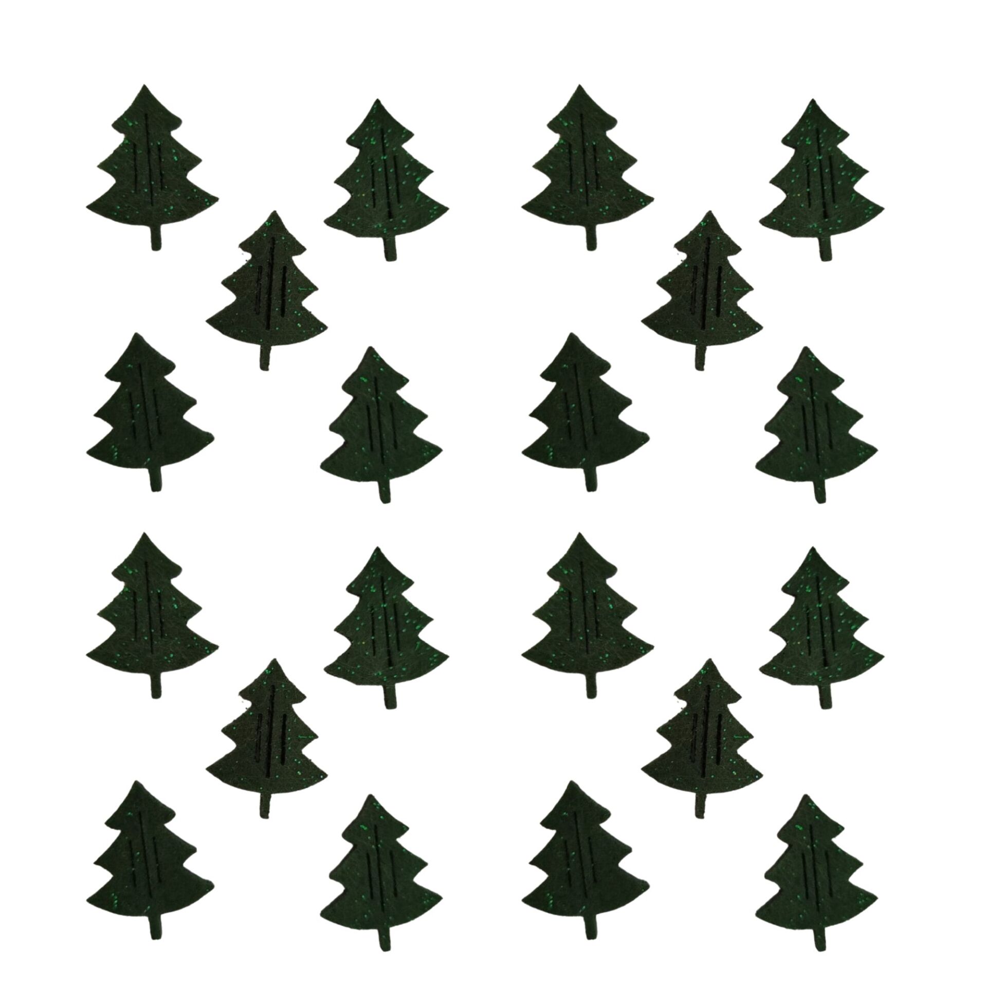 Yılbaşı Ağacı Süsleme Seti - Simli Keçe Hediye Paketi Süsleme - 20 Adet 4X3 cm KÇ001 Yeşil Renk