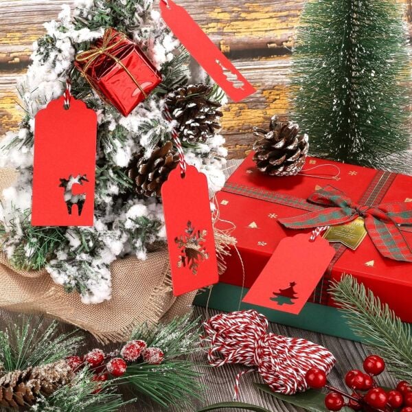 Kesilmiş Kırmızı Beyaz İp Seti, 100lü-35 Cm, Hediye Paketleme & Süsleme İpi, Etiket ve Ambalaj İpi