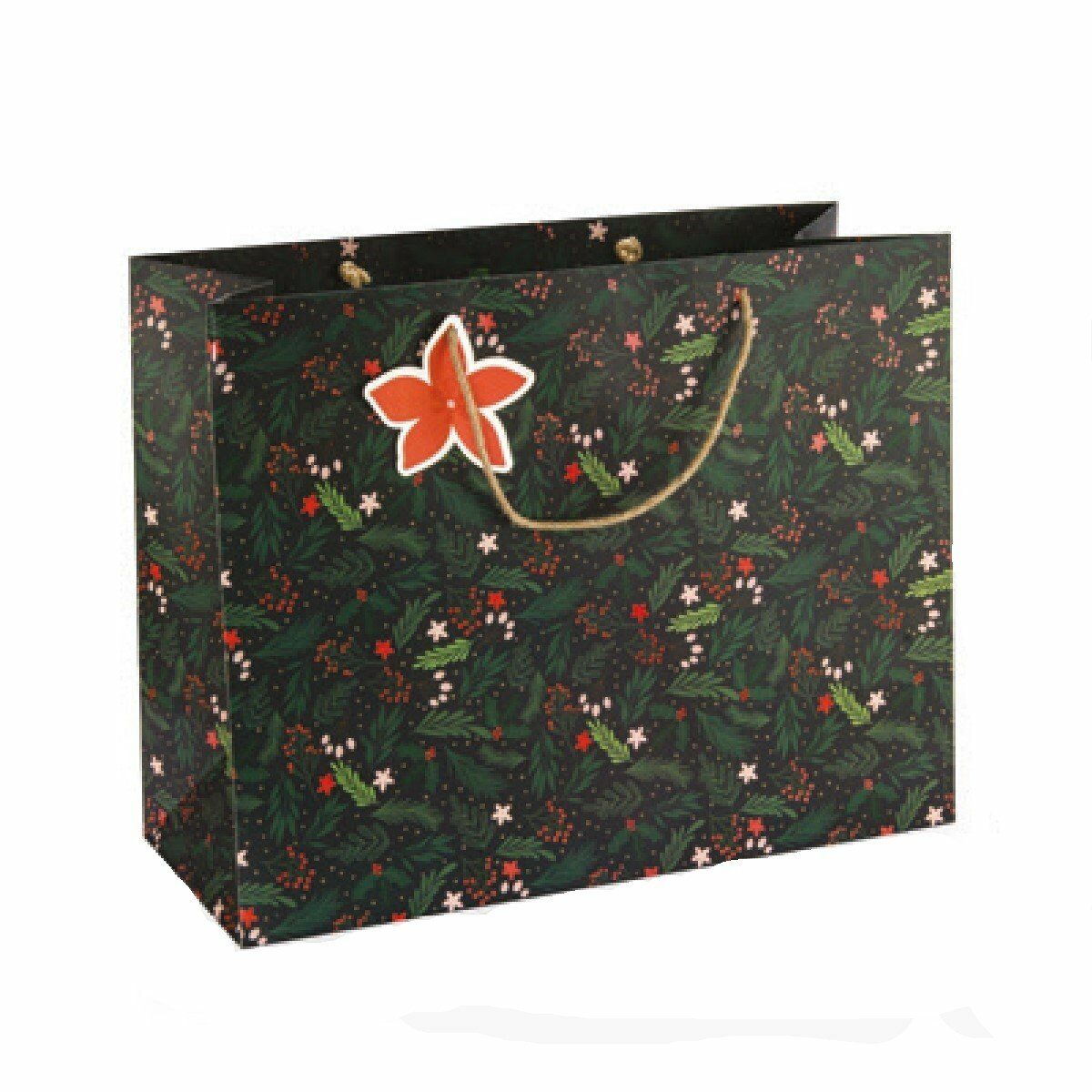 Yılbaşı Desenli Hediyelik Karton Çanta - Baskılı Karton Çanta - 44x34.5x18 cm - BLB6