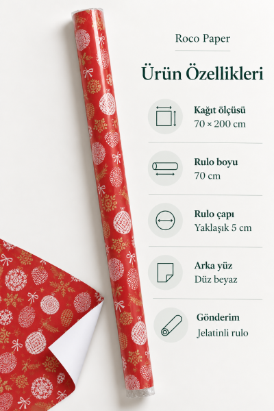 İtalyan Hediye Paketleme Kağıdı, Kalp, Top Desenli Ambalaj Kağıdı, Kırmızı, No:470B 70x200 Cm