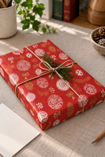 İtalyan Hediye Paketleme Kağıdı, Kalp, Top Desenli Ambalaj Kağıdı, Kırmızı, No:470B 70x200 Cm