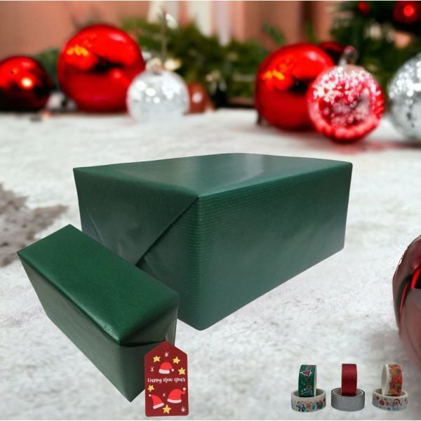 İtalyan Kraft Hediye Paketleme Kağıdı, Paket Ambalaj Kağıdı, Koyu Yeşil, No:560 70x200 Cm