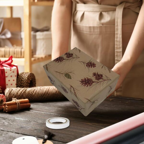 İtalyan Kraft Hediye Paketleme Kağıdı, Kozalak Desenli Paket Ambalaj Kağıdı, 25 Adet, No: 70x100 Cm