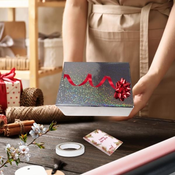 Hologramlı Kuşe Hediye Paketleme Kağıdı, Metalik Mat Ambalaj Kağıdı, 2li, Gümüş, 70x100 Cm