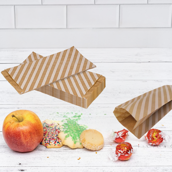 Körüklü Kraft Kese Kağıdı,  Beyaz Verev Desenli Şamua Kağıt Poşet, Hediye Paketleme, Ambalaj Poşeti, Doğum Günü,ve  Sunum İçin İdeal,15x33 Cm, 500 Adet