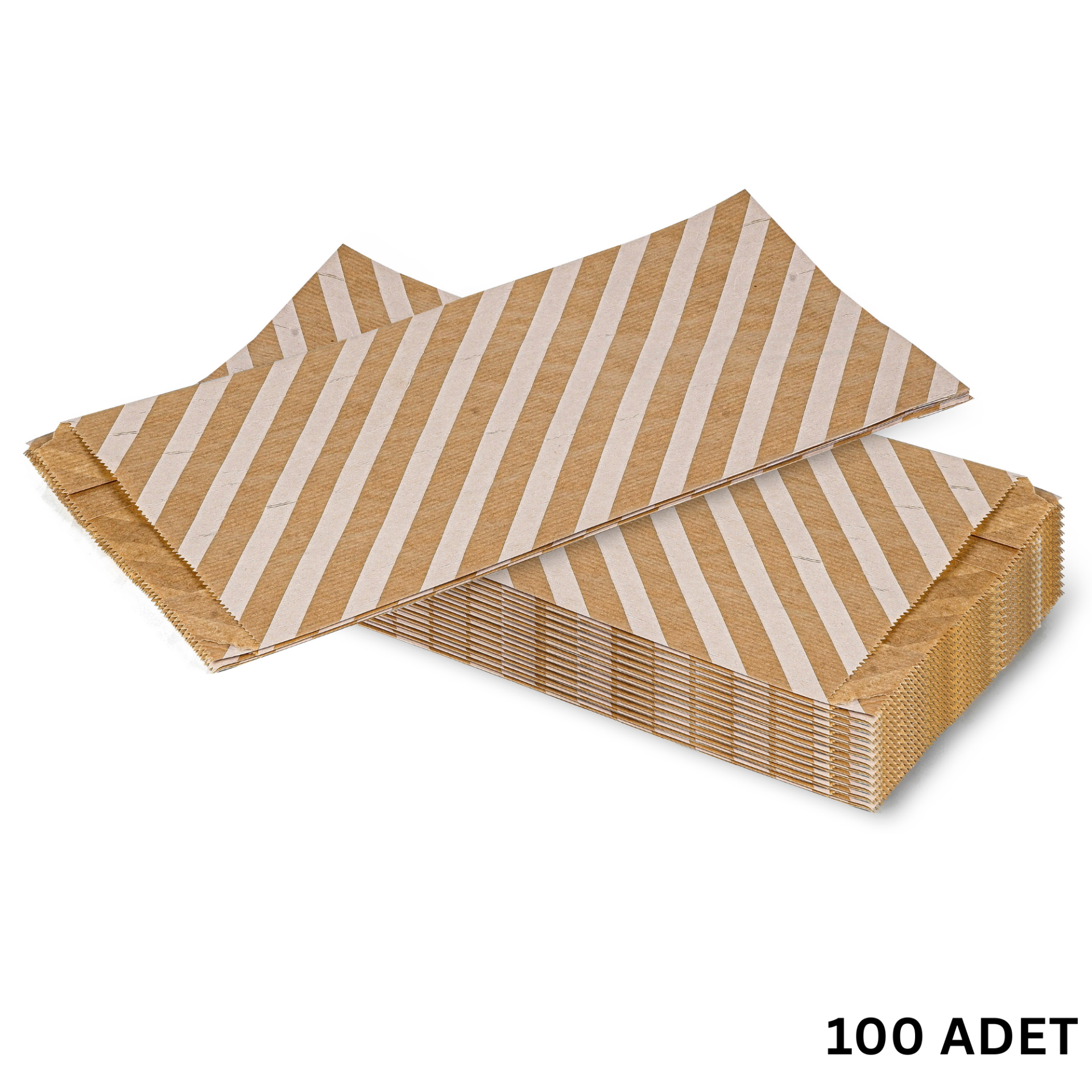 Körüklü Kraft Kese Kağıdı,  Beyaz Verev Desenli Şamua Kağıt Poşet, Hediye Paketleme, Ambalaj Poşeti, Doğum Günü,ve  Sunum İçin İdeal, 100 Adet