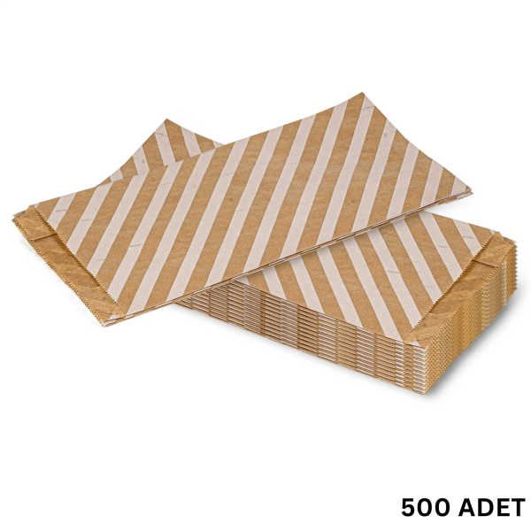 Körüklü Kraft Kese Kağıdı,  Beyaz Verev Desenli Şamua Kağıt Poşet, Hediye Paketleme, Ambalaj Poşeti, Doğum Günü,ve  Sunum İçin İdeal, 500 Adet