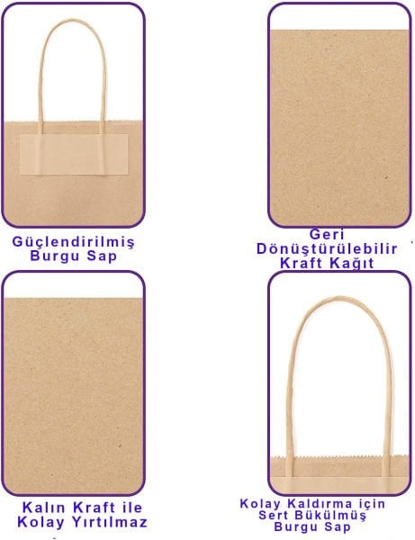 Kraft Şişe Poşeti – Hediye Kağıt Şişe Çantası –25 Adet– 17x38x7 Cm