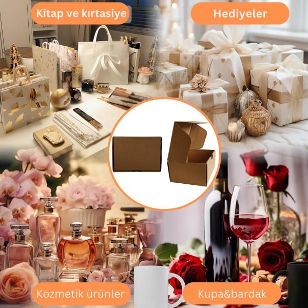 Kilitli E-Ticaret Hediye Kutusu, Kraft Karton Kargo Paketleme Kutusu, 25 Adet, 17x12x5 Cm