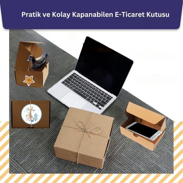 Kilitli E-Ticaret Hediye Kutusu, Kraft Karton Kargo Paketleme Kutusu, 25 Adet, 17x12x5 Cm