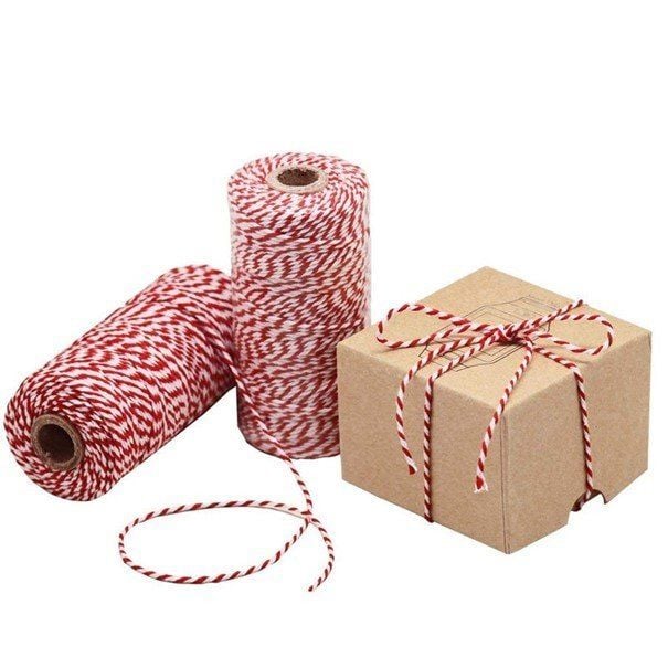 Hediye Paketleme Ipi, Kırmızı Beyaz Ambalaj, Marteniçka Ipi, 200 M (TWİNE BAKER)