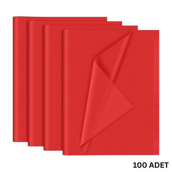 Kırmızı Pelur Kağıt, Hediye, Çiçek Ambalaj Paketleme, Hobi ve El İşi Kağıdı, 35x50 Cm, 100 Adet