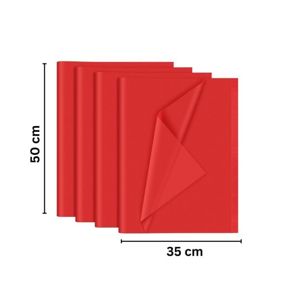 Kırmızı Pelur Kağıt, Hediye, Çiçek Ambalaj Paketleme, Hobi ve El İşi Kağıdı, 35x50 Cm, 100 Adet