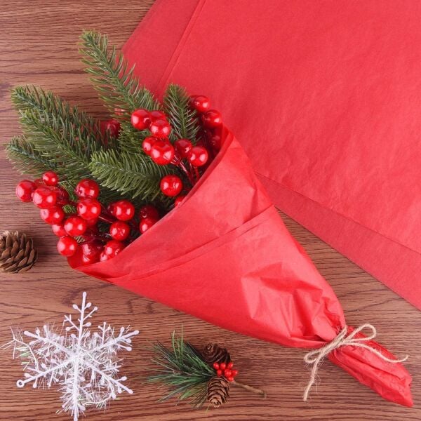 Kırmızı Pelur Kağıt, Hediye, Çiçek Ambalaj Paketleme, Hobi ve El İşi Kağıdı, 35x50 Cm, 100 Adet