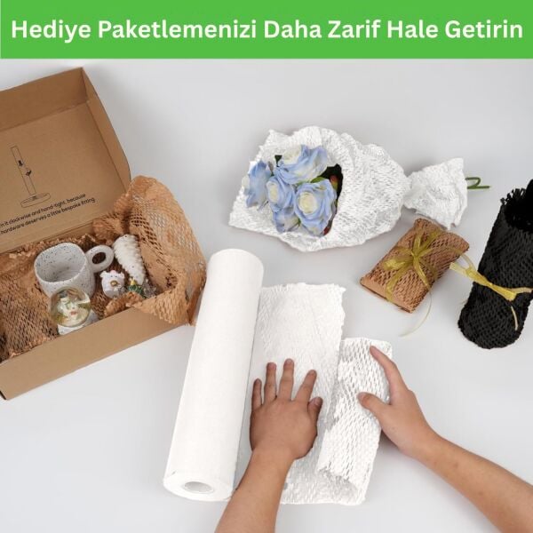 Beyaz Petek Dolgu Ambalaj Sargı Kağıdı, Hediye ve Eşya Paketleme, Kargo Kağıdı - 50cm x 50 metre