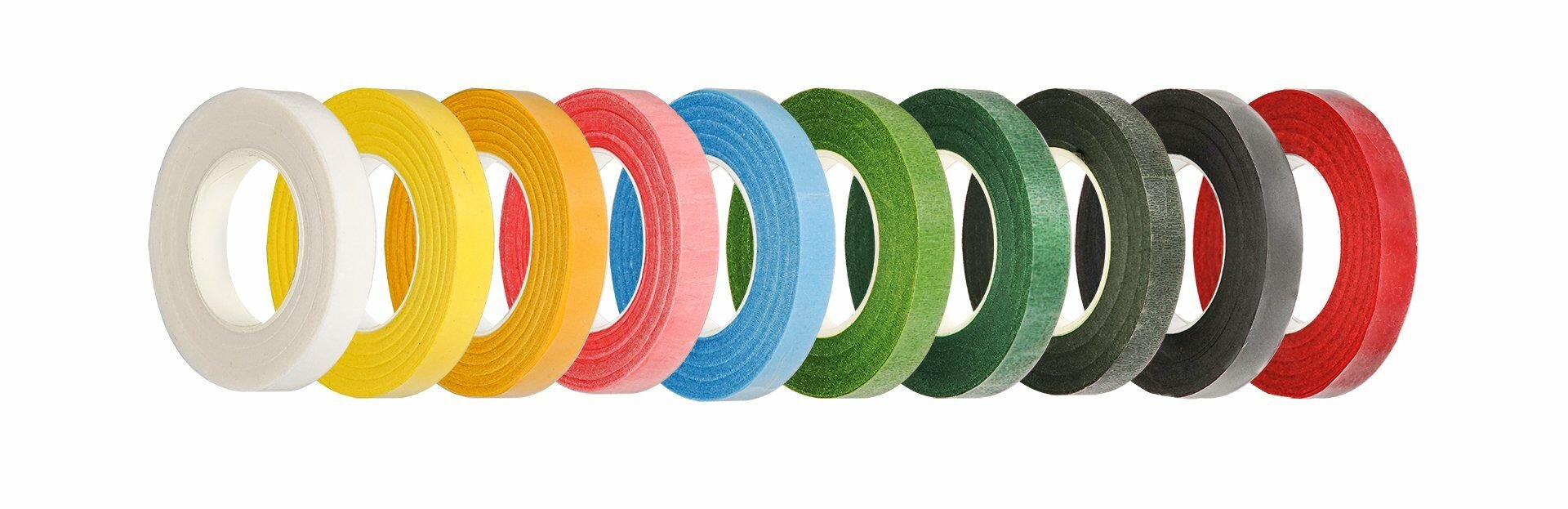 Yapışkanlı Çiçek Bandı - 10 Renk - 10 Adet 1 cm*30 metre - Geniş Renk Yelpazesi
