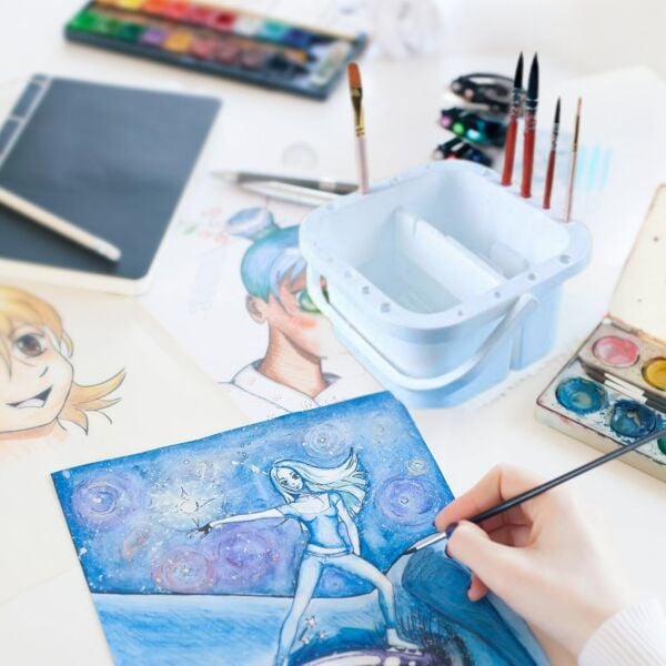 Çok Amaçlı Fırça Yıkama ve Kurutma Kabı, Kapaklı ve Bölmeli, Sanat Ve Hobi Fırçası Temizleme Kutusu