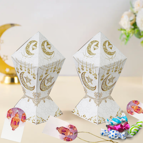 Ramazan Temalı Hediye, Tebrik Kartı, Delikli Ambalaj Paketleme Etiketi, 4.5x7.5 Cm, 25 Adet