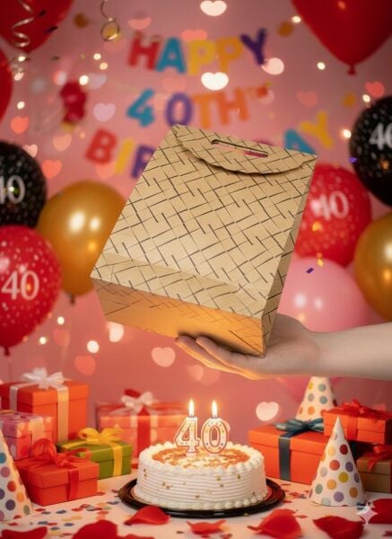 Kraft El Geçme Çanta, Siyah Çizgili Hediye & Parti ve Butik Alışveriş Kutusu, 6 Adet, 25x38x12 cm