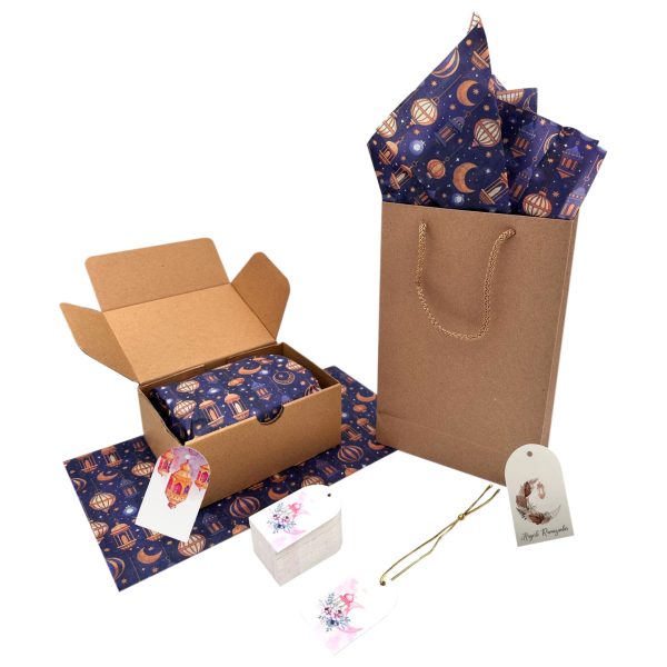 3lü Ramazan Temalı Hediye, Tebrik Kartı Seti, Delikli Ambalaj Paketleme Etiketleri, 4.5x7.5 Cm, 27