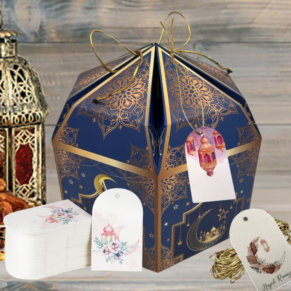 3lü Ramazan Temalı Hediye, Tebrik Kartı Seti, Delikli Ambalaj Paketleme Etiketleri, 4.5x7.5 Cm, 27
