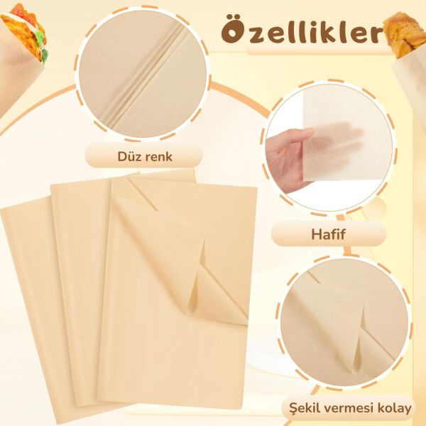 Kraft Pelur Kağıt - Hediye ve Çiçek Paketleme Kağıdı, 25’li Paket, 50x70cm