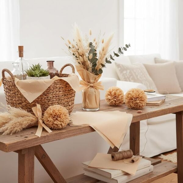 Kraft Pelur Kağıt - Hediye ve Çiçek Paketleme Kağıdı, 25’li Paket, 50x70cm