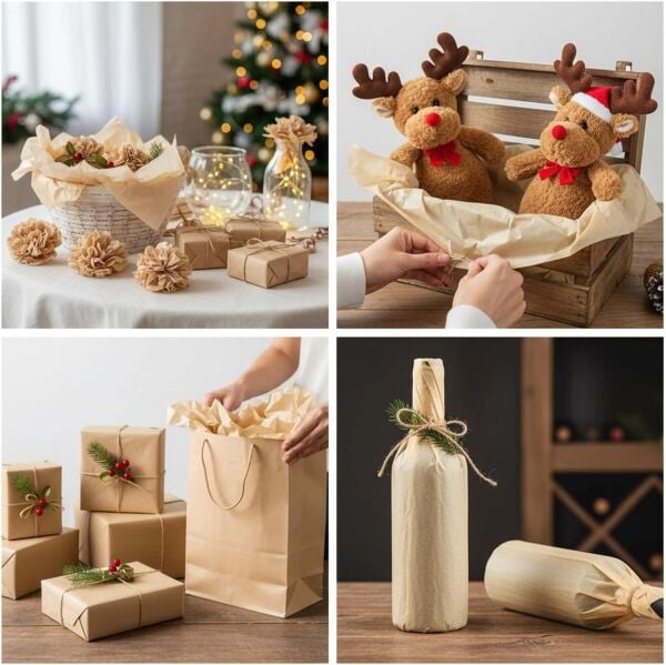 Kraft Pelur Kağıt - Hediye ve Çiçek Paketleme Kağıdı, 25’li Paket, 50x70cm