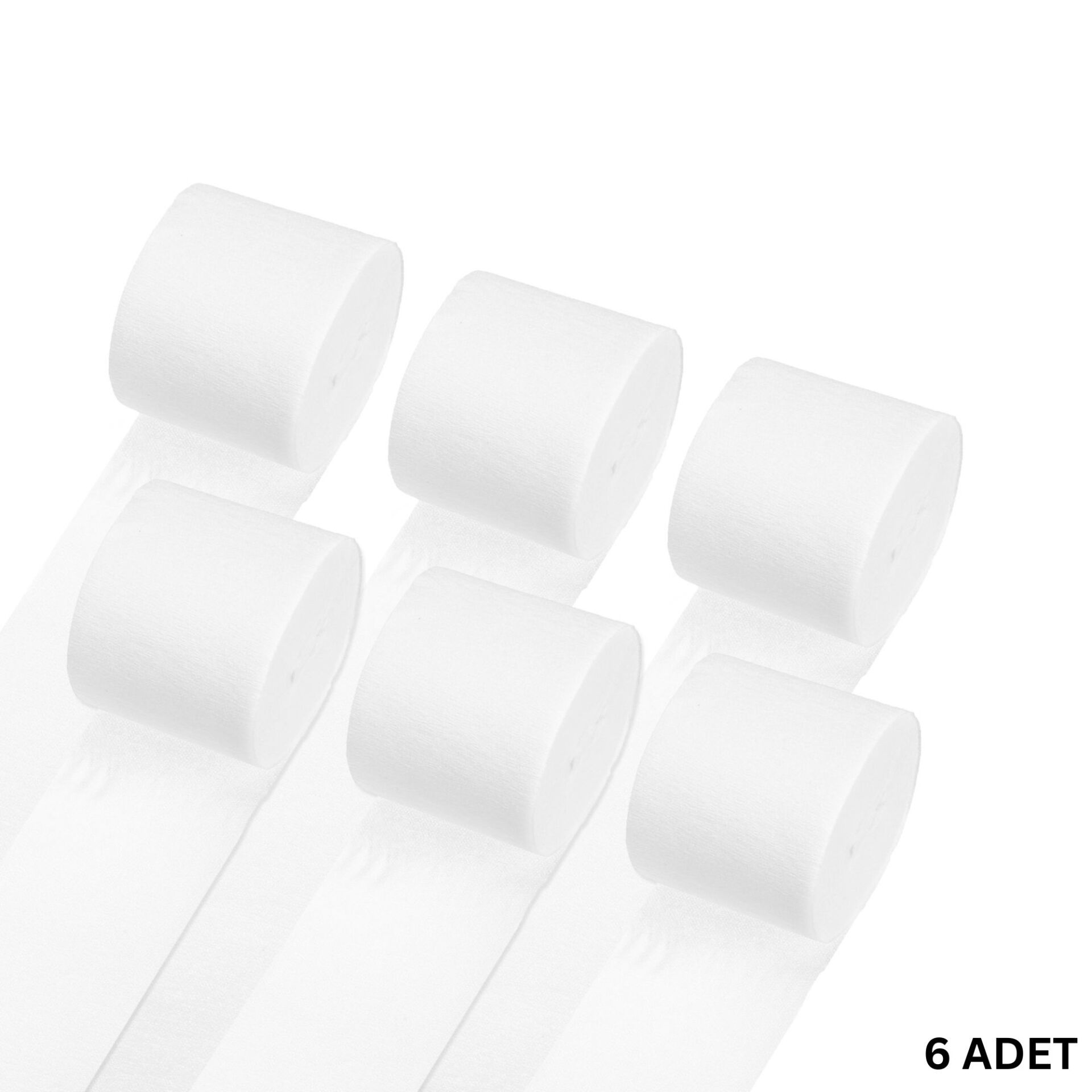 Beyaz Krapon Kağıdı Rulosu, 6’lı Paket, Çiçek Yapım, Parti, El İşi Süsleme Kağıdı, 4.5 Cm x 22 Metre