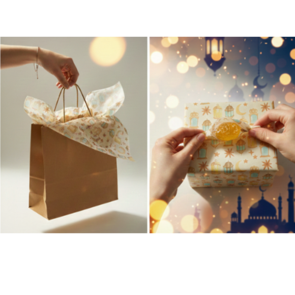 Ramazan Kandil Temalı Pelur Kağıdı, İftar Hediye Paketleme Kağıdı, 18 g/m - 30x45 Cm, 25 Adet