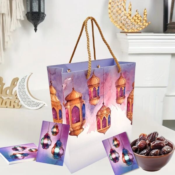 Ramazan Fener Temalı Hediye ve Tebrik Kartı, 10 Adet, Ambalaj ve Paketleme Etiketi, 6x8 Cm