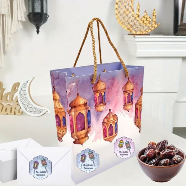 Hoş Geldin Ramazan Yazılı Sticker, Fener Temalı Hediye, Ambalaj Paketleme Etiketi, 3.5x3 Cm, 32 Adet