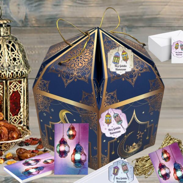 Hoş Geldin Ramazan Yazılı Sticker, Fener Temalı Hediye, Ambalaj Paketleme Etiketi, 3.5x3 Cm, 32 Adet