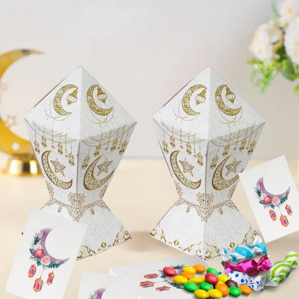 Ramazan Hilal, Fener Temalı Hediye ve Tebrik Kartı, 10 Adet, Ambalaj ve Paketleme Etiketi, 6x8 Cm