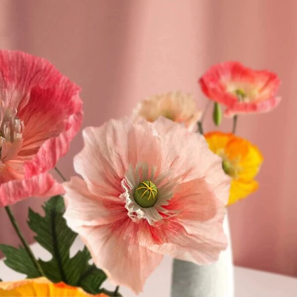 İtalyan Krapon Kağıdı No:205, Çiçek, DIY, El İşi Kağıdı, 60 Gr - 50x250Cm, Pastel Pembe