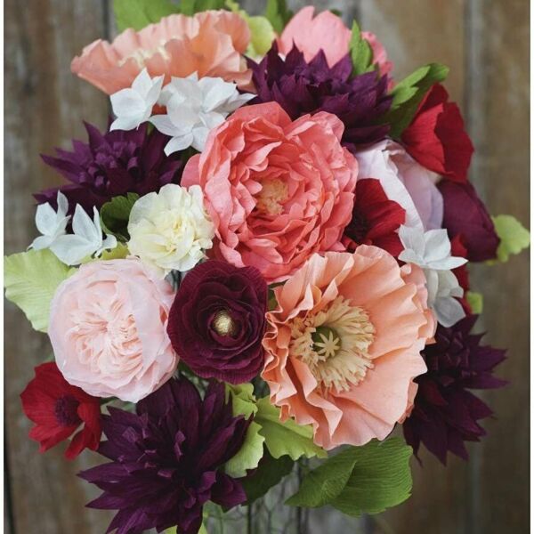 İtalyan Krapon Kağıdı No:205, Çiçek, DIY, El İşi Kağıdı, 60 Gr - 50x250Cm, Pastel Pembe