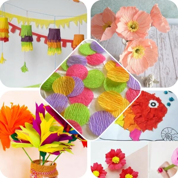 İtalyan Krapon Kağıdı No:205, Çiçek, DIY, El İşi Kağıdı, 60 Gr - 50x250Cm, Pastel Pembe