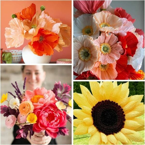 İtalyan Krapon Kağıdı No:205, Çiçek, DIY, El İşi Kağıdı, 60 Gr - 50x250Cm, Pastel Pembe