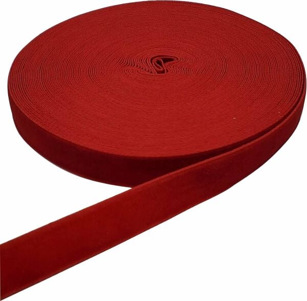 Yeniyıl Yılbaşı Kırmızı Kadife Kurdele 3 cm 18 metre