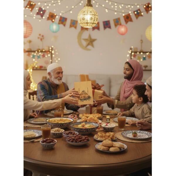 Ramazan Hediyelik Paketleme Çantası, 3 Adet, Cami Tasarımlı Kraft Kağıt Çanta Seti, 12x25x31 Cm