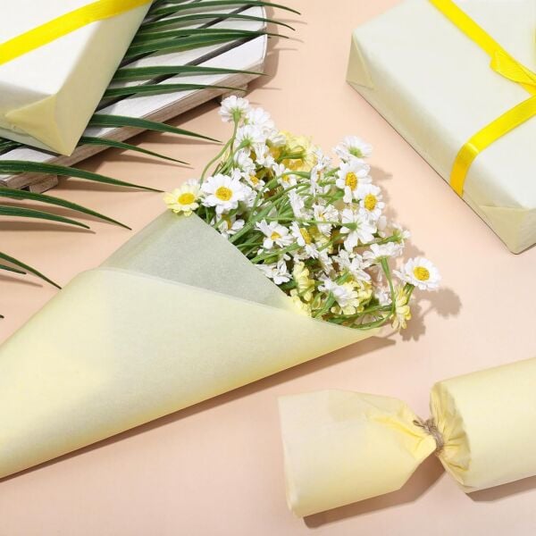 Açık Sarı Pelur Kağıdı-A4, Hediye, Çiçek Ambalaj Paketleme & DIY Transparan Kağıt, 20x30Cm, 100 Adet